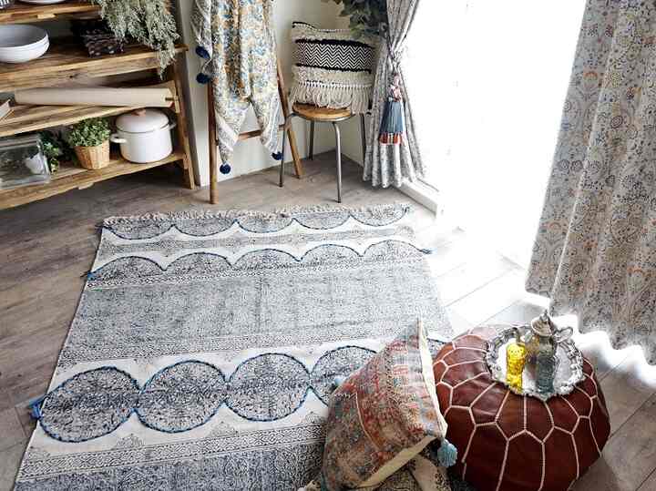 ハンドブロックプリントインドラグ