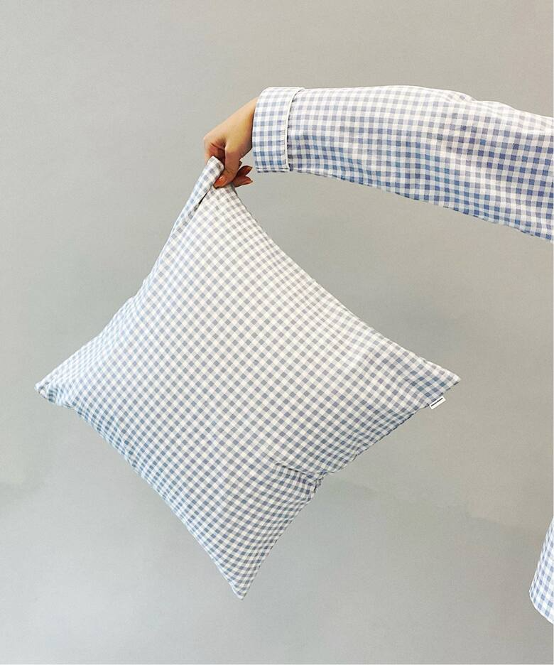 C gingham cushion cover