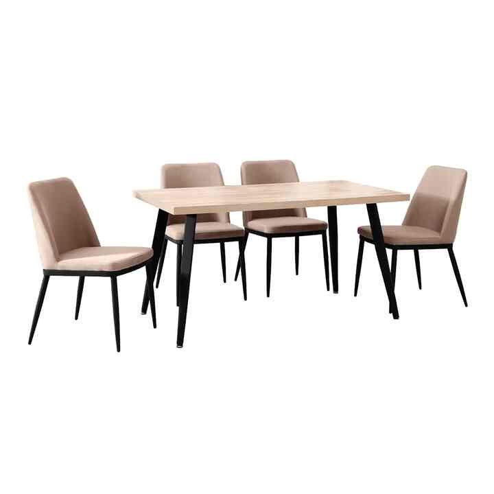 Milgen Set Meja Makan 4 Kursi - Cokelat Muda