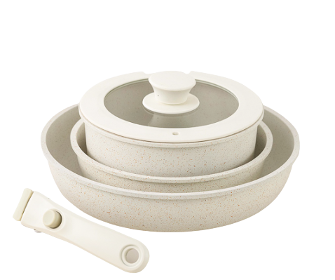 Carote Set Wajan Penggorengan, Granit Putih