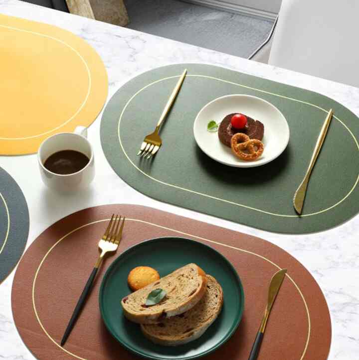 43x30 Cm Alas Piring Kulit Tahan Air Bentuk