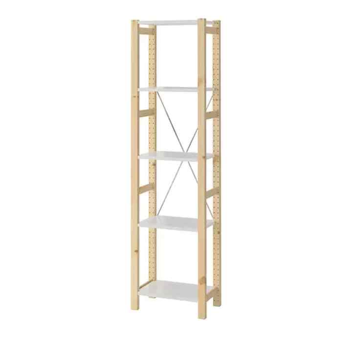 IVAR Unit rak , kayu pinus/logam putih, 48x30x179 cm