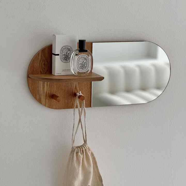 オーバル ウッド ウォールミラー 壁掛け