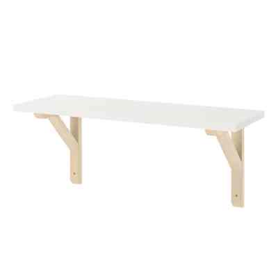 BURHULT / SANDSHULT, Rak dinding, putih/aspen, 59x20 cm