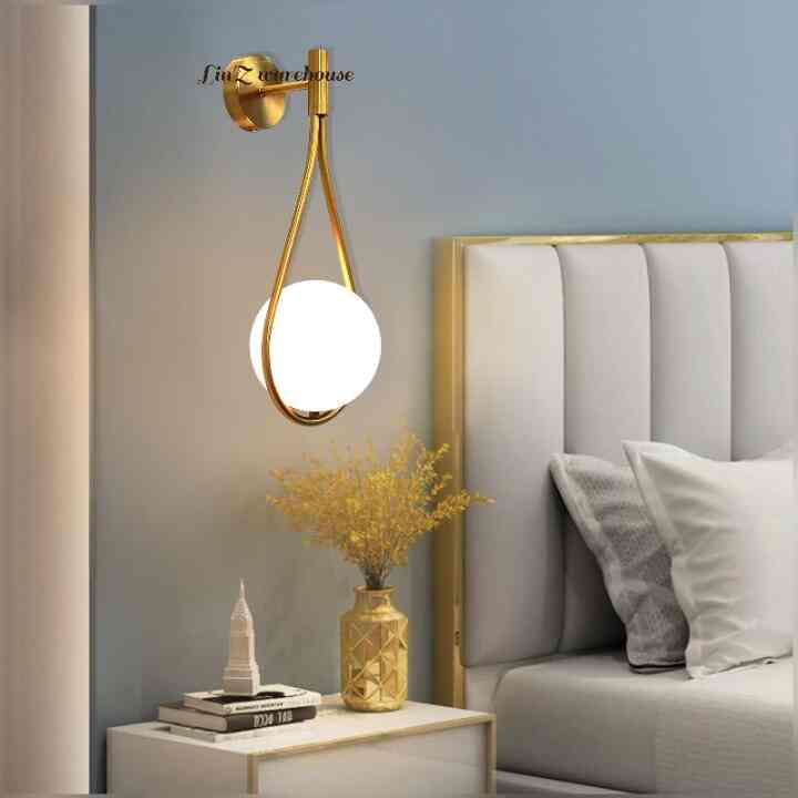 Gold Curve Glass Ball Wall Lamp