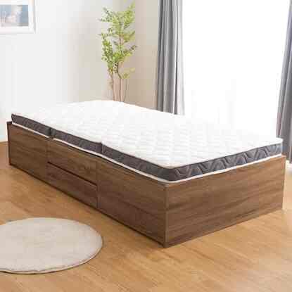 シングルヘッドレスチェストベッドフレーム(FRM WN)［2色］