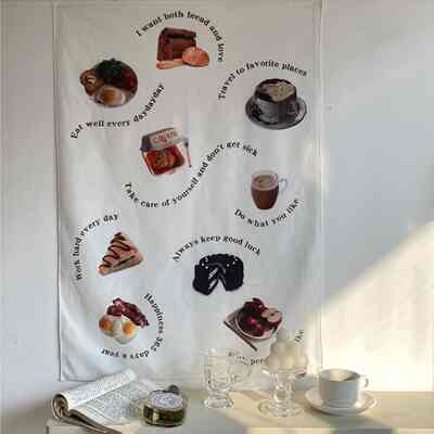 Cafe menu tapestry poster kain