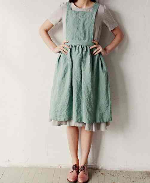 Celemek apron dewasa Pinafore Linen