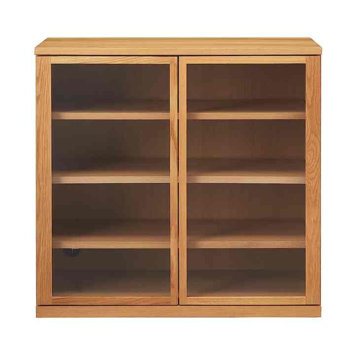 木製キャビネット ガラス扉 【2colors】