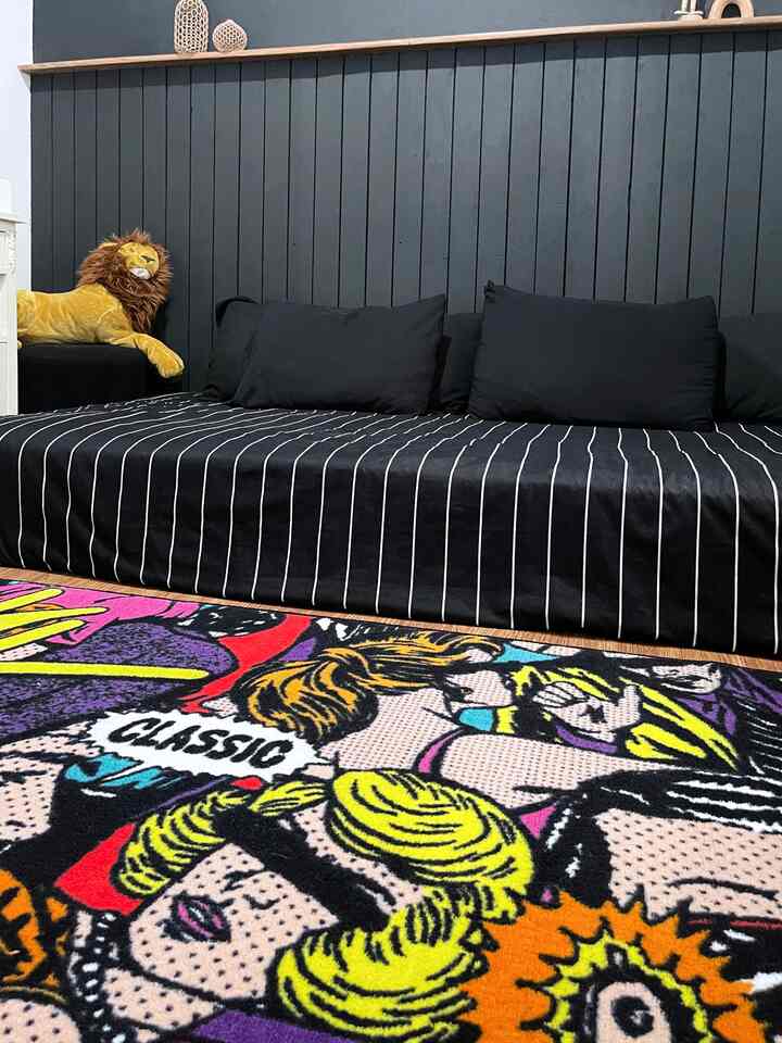 New Decoration Items! Comic Rugs 😍
Cakep ga? 😆

#bedroom #bedroomdecor #rugs #karpet #inspirasikamar #bedroominspo #kamartidur #kamartidurmungil #warmandbold #moderndarkinterior #bandung #zarraawwrr #lollahouse 