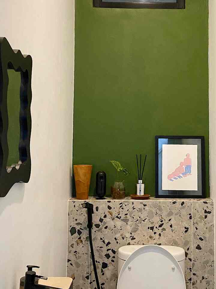 #PowderRoom at #RumaBatari is located on the first floor, precisely next to our #WorkStudi. The concept is #greenery to give a fresh impression. Come on, guess what this room smells like?
