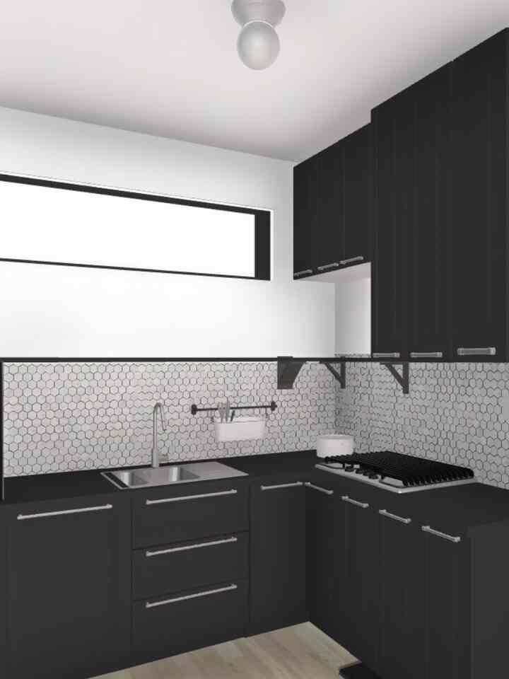 Design dan moodboard dapur rumahkanawa yang Alhamdulillah masih ada mirip-miripnya 😆 

Walau ada banyak details yang kurang sesuai dari kitchen set yang kami buat, setelah berkali-kali ubah posisi perintilan dapur, akhiiiirnya sampai juga ketemu suasana yang sreg!! 🖤

#rumahtanpaarsitek #selfinterior #selfrenovation #dapur #kitchen #dapurminimalis #dapurhitam #dapurmonokrom