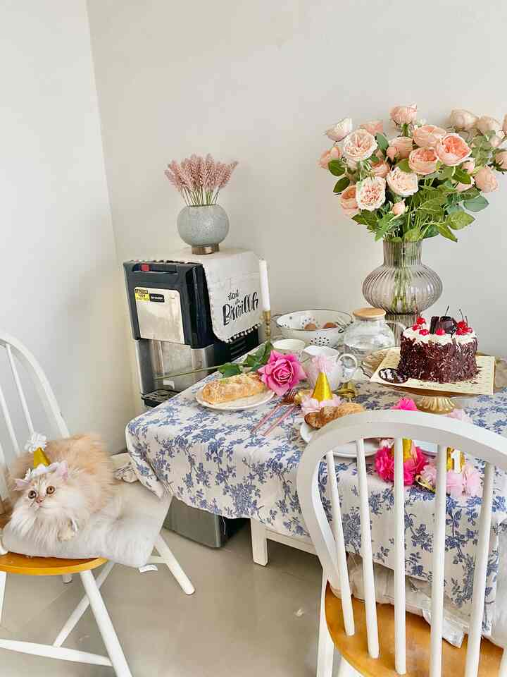 hello tetangga online have a good day ya ☺️ ruang makan disulap jadi pesta pesta para anabul2 ku di rumah hehehe 


#birthdayparty #homesweethome #petpawrent #rumahcluster #rumahdengankucing #homecafe #rumahku 