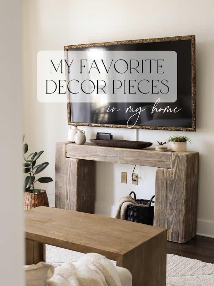 Natural brown toned living room featuring wooden TV stand and coffee table with rug and plant creating cozy ambiance
