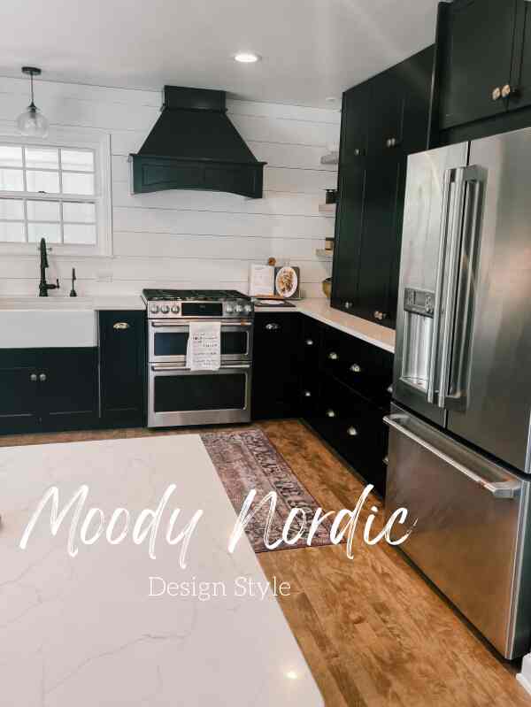 My design style has shifted a lot over the years, but I’ve always gravitated toward moody tones. We sold our previous home in 2022, after just completing the renovation. I had dubbed the title of that project the Moody Nordic Cottage – going for a Scandinavian meets vintage look. I love black and white, so that was my base for every room. I softened it up with some warm neutrals, and added some drama with a few deeper colors here and there. I also created some vintage charm and texture that was lacking in the 50s Cape. The boldest choice I made was going with black for our kitchen cabinets. We loved the way it all turned out! I find that using a few words to describe the vibe you want your home to give off is so helpful in selecting materials and furnishings. If an item doesn’t fit one or more of those words – don’t buy it! #Scandi #MoodyDesign #Cottage #Kitchen #Bathroom #Bedroom ￼￼