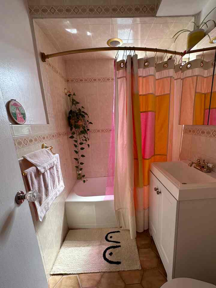 Quick bathroom tour 🛁

#bathroom #bathroominterior #bathroomcabinet #bathroom #colorful #plants #interiordesign #midcenturymodern