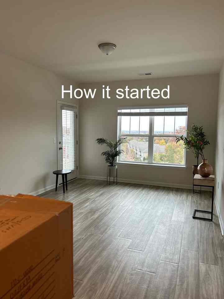 #newapartment #hardwoodlaminate #niceview #moving #tables Here is my new living room space at a brand new apartment unit that was completed either last year or earlier this year. Look at the second picture and you’ll see what a mess I’ve got. I’ve only just finished moving in within the span of about two weeks. I’m glad that’s over and I am excited to get started in putting things away but most of all for styling the space. 