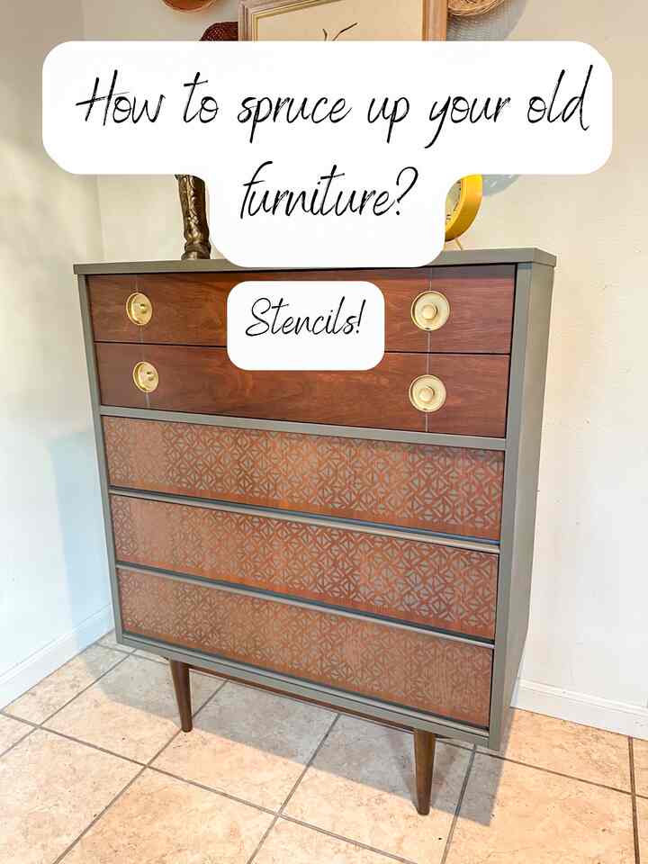 Stencils! The cutest way to add some charm to any furniture piece you want to save!
Love how this turned out? Lucky for you I linked all the products I used here! 

#bohemian #thrifteddecor #stencils #vintagefinds #midcentury

