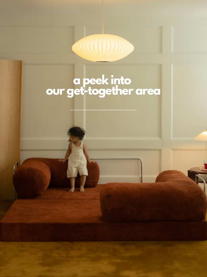 Welcome to my home's vibrant get-together area, adorned with a bamboo divider by Lichen for a touch of nature. The Teddy sofa by Omhu beckons for cozy gatherings, while the Nordic knots rug adds comfort underfoot. Completing the setting, the Sidekick table by Russet stands ready for convenience.

#NatureInspired #CozyGatherings #FunctionalDesign 
