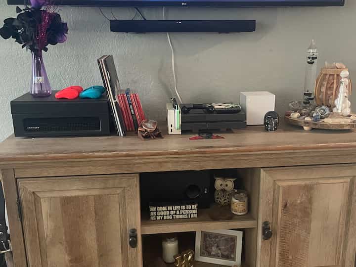 #livingroominterior #tvcabinet #tvstand #record #halloween #skulls #dollartree