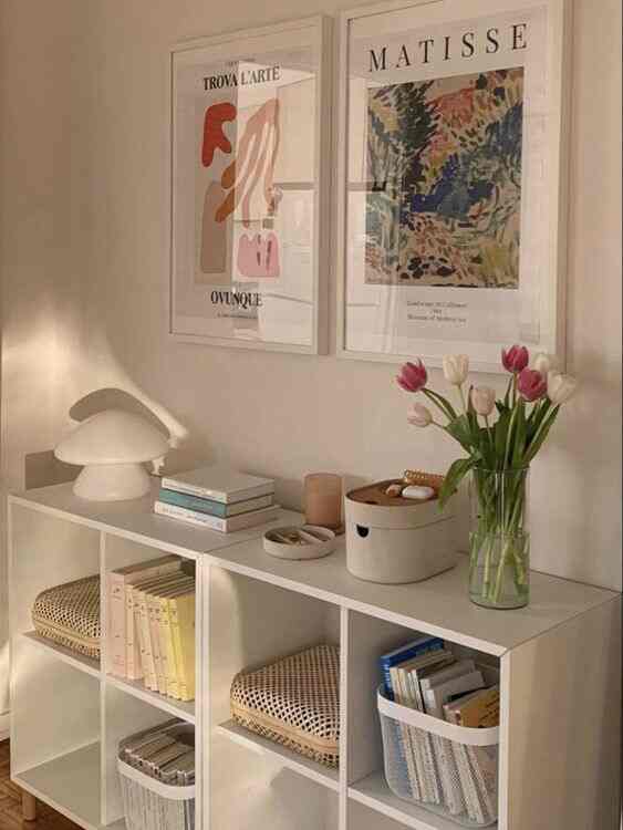 the other side of my bedroom! this organizer is perfect to hold all of my books and decorations <3 #cleangirl #aesthetic #organization