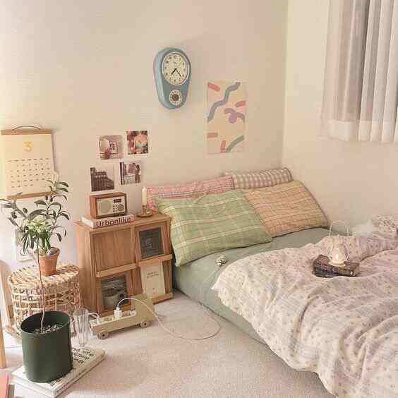 ingin memiliki ruangan nyaman yang dipenuhi interior warna pastel + kayu, dan inilah yang saya hasilkan! #pastel #cuteroom #bedroominspo