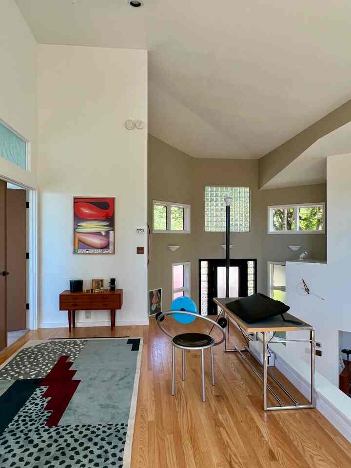 Loft area 🩵

#loftinterior #midcenturymodern #roomdecoration 