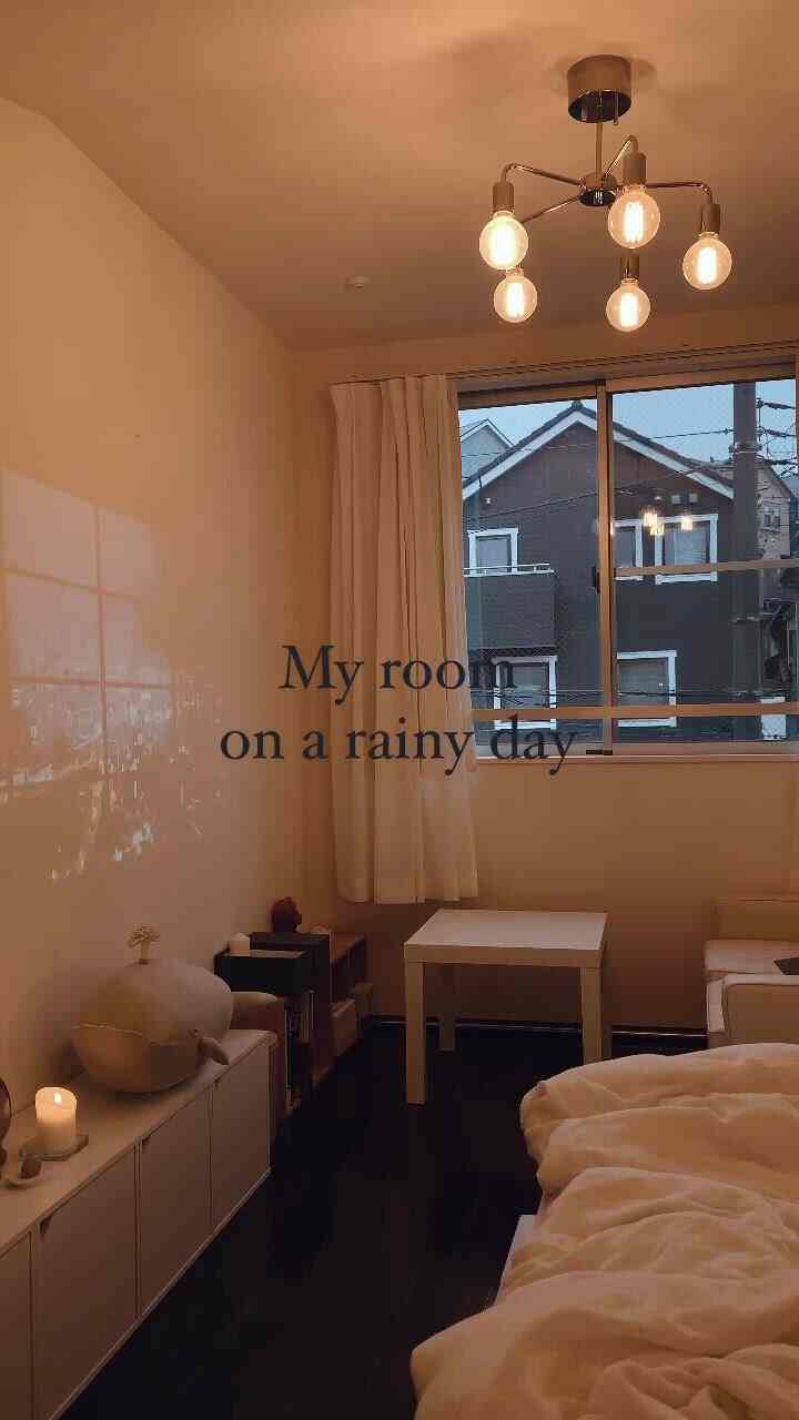 #ロフト #お部屋全景 #6畳 #一人暮らし
#ダークブラウンの床 #雨の日