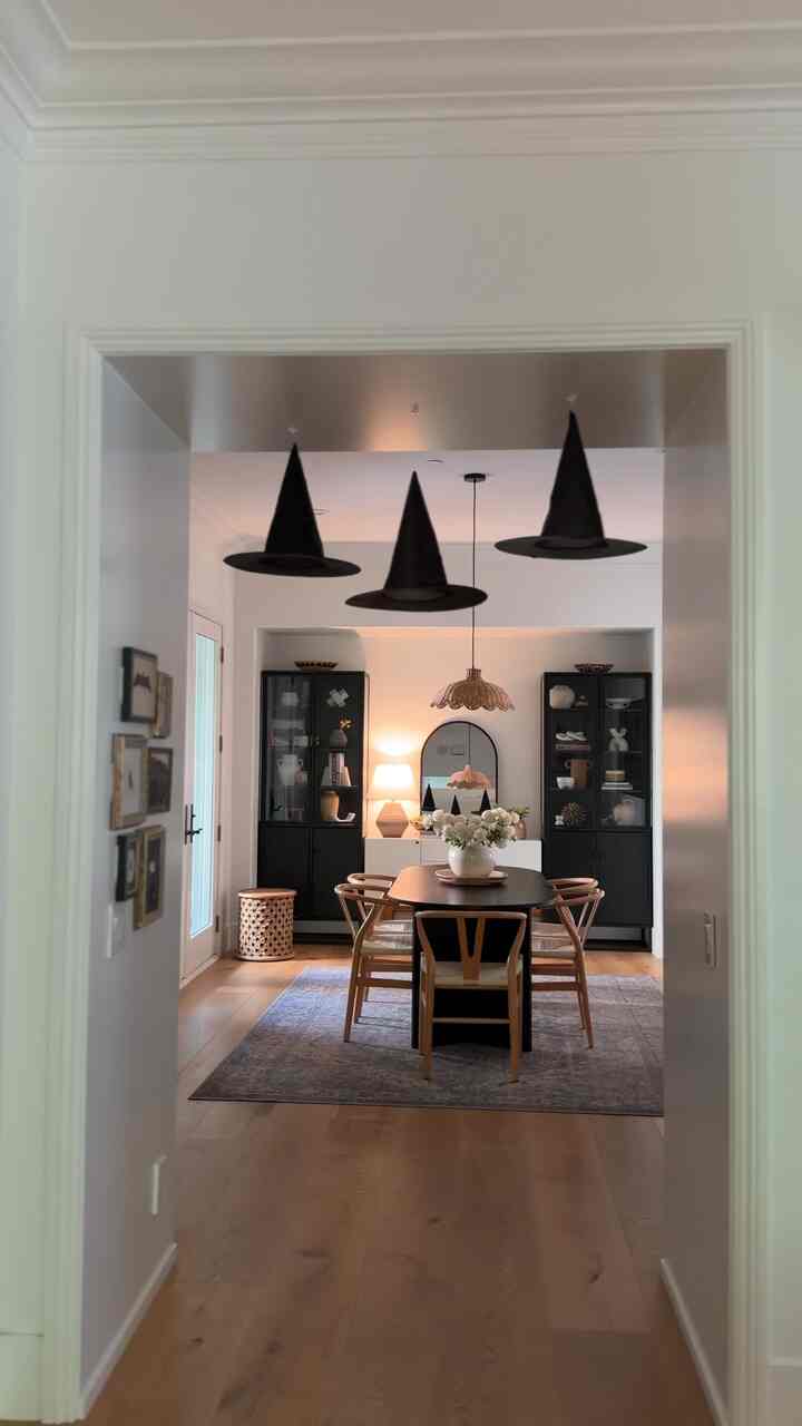 Halloween Decor and mood lighting! #halloweendecor #halllweenart #witchhats