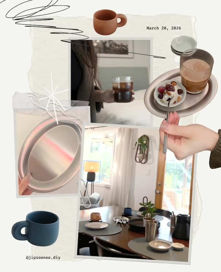 Friday mood: taking it slow and cozy.

#cafevibe #diningroom #diningtable #midcentury #modern #cozy #floorlamp #cutemugs #glass #stainless #coffee