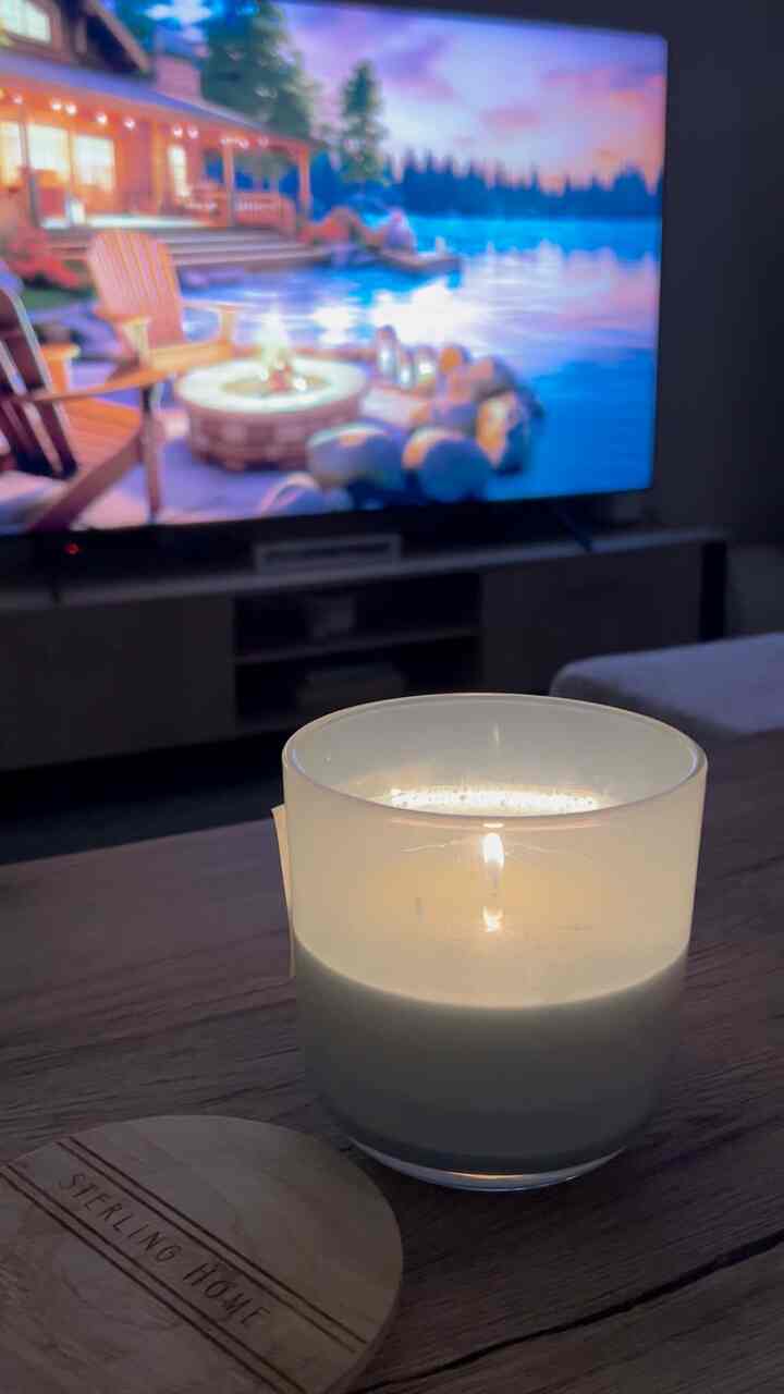 This is what a #peaceful night with us looks like :) we love enjoying relaxing ambiance rooms on tv, burbing our sea salt candle and #enjoying a nice cup of tea :) 