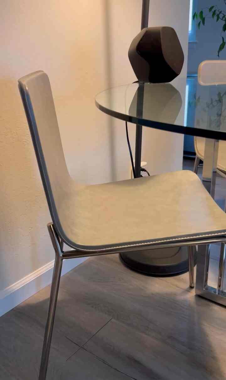 One of my favorite thing about my CB2 dining table and chairs - matching chrome legs 🩶 #diningroom #CB2