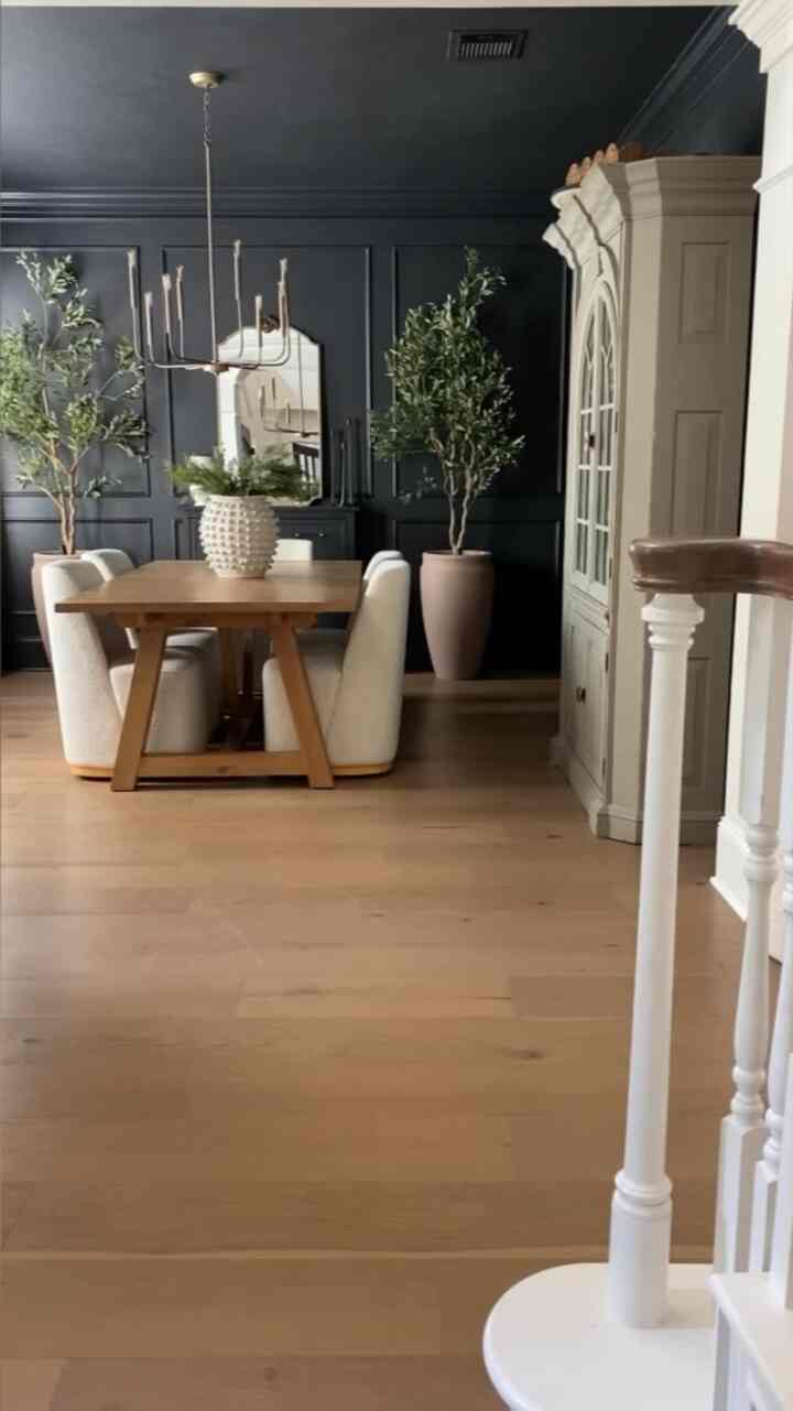 Our new dining room chairs- love that they have hidden casters! #diningroom #diningchairs #blackdiningroom 