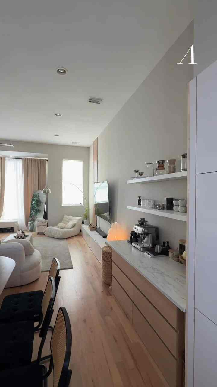 A glimpse of my home 🌿 #japandi #mcm #modern #minimalist #wood #cozy 