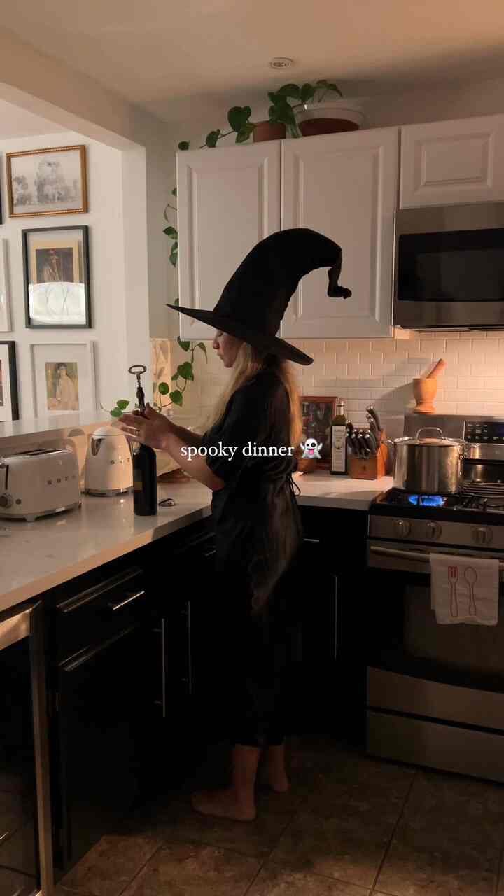 Spooky dinner 🍽️💀🍷 #kitchen #kitcheninterior #kitchentile 