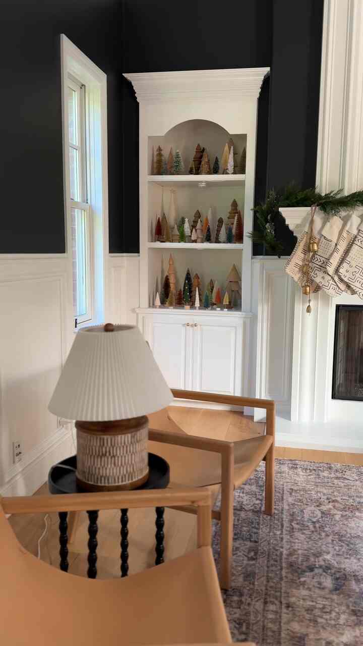 Cheistmas decor. #bottlebrushtrees #woodenchristmastrees #christmasdecor #stockings