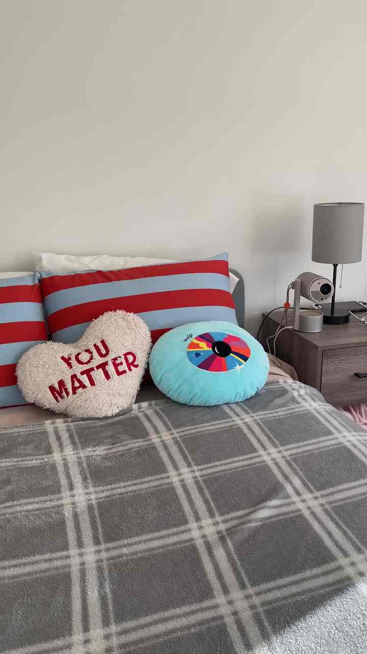 Some stripes and checks for the bedroom #patterns #bedroominterior #bedroomdecor #funpillows