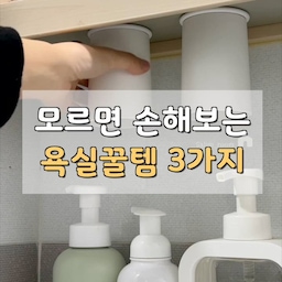 모르면 손해보는 욕실 꿀템 3가지!
알려드릴게요
✅ 거꾸로 양치컵 
물기 흥건한 욕실, 욕실장 아래 붙여서 사용하는 양치컵이예요. 
물이 고이지 않아 위생적이고 깔끔해요 👍🏻
✅무타공 걸이
 널부러진 욕실청소 도구들 걸어 정리하기!
물기관리, 보관도 편리해요ㅎㅎ
✅욕실 청소도구세트
원하는 청소헤드로 착착 바꿔끼우고
 천장부터 벽면, 바닥까지 쉽게 밀어주기~~
#욕실인테리어 #욕실인테리어추천 #욕실선반  #무타공 #무타공걸이 #다용도걸이 #청소도구 #청소도구걸이 #청소도구정리 #청소도구추천 #림공간 #살림꿀템 #살림꿀팁  #욕실청소 #욕실청소독 #욕실청소템 #욕실청소용품 #양치컵 #양치컵걸이 #공중부양템 #공중부양 #공중부양수납 