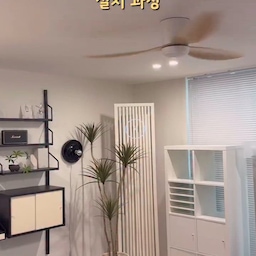 실링팬+ 다운라이트 설치 과정 𖤐 
30년 넘은 아파트에 석고 천장이라 불가능할 줄 알았는데
세 시간만에 뚝딱 설치 완료했어요.
먼저 다운라이트 시공부터 시작 !
가구에 먼지 앉지 말라고 다 막아주시고
천장에 구멍 뚫을 때 나온 쓰레기는 싹 다 가져가시더라구요 *‿* 
거기다 저희 집 거실엔 스위치가 두 개라
거실 조명은 실링팬 스위치로 쓰고 남은 하나는 베란다 조명 조절해야 해서
이 간접 조영은 어떡하지? 살짝 걱정했는데요.
리모컨으로 작동할 수 있는 제품이 있던 !?
완전 편한 세상입니다 👍🏻👍🏻
실링팬은 일반 실링팬이 아닌 LED 실링팬이라 메인 조명 역할도 충분히 해내지만
조금 더 밝게 하고 싶어서 타운라이트 시공했거든요-
실링팬+ 다운라이트 조합 진짜 추천드립니다
#콘수프기록집 #현명한소비 #로슬러 #로슬러실링팬 #실링팬 
#실링팬시공 #실링팬설치 #실링팬조명 #구축아파트 #데코타일 