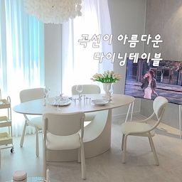 #오감리뷰 셀렉션 프로그램을 통해 제품을 제공받아 직접 사용하고 스타일링한 후기입니다.
이번에 소개해드릴 제품은 큰 아치 형태로 
곡선이 만들어내는 여백이 특징인 넓은 다이닝 테이블입니다.
이런 타원형 상판은 많은 인원이 함께 모여 공간을 공유할 수 있어 
손님 초대를 좋아하는 저희 부부는 특히 좋아해요.
이런 타원 테이블은 6인은 넉넉히 앉을 수 있거든요.
하부의 디자인은 
곡면을 따라 자연스럽게 생기는 그림자가 실루엣을 다채롭게 보여주고, 다리를 올릴 수 있어 보다 편안한 사용이 가능합니다.
 빛에 따라 달라보이는 느낌이 참 우아해요.
1300도 이상의 고온과 고압으로 만들어지는 포세린세라믹은 스크래치/열에 대한 강한 내구성을 가지고 있습니다.
그릇이나 포크 나이프에 스크래치 날 염려가 없어 오래 깨끗하게 이용이 가능해요.
또한, 제로에 가까운 수분 흡수율로
세라믹에 액체류가 스며들지 않아 오염이 잘 발생하지 않으며 항균적으로도 아주 우수한 품질을 갖고 있습니다.
전 간혹 다음날 테이블을 닦는 경우도 있는데, 
하루 방치하더라도 이염이 잘 발생하지 않았어요.
세라믹 상판 하부에 부착되는 우드 소재는 
힘을 방지하고 생활 소음을 줄여주는 중요한 역할을 합니다.
그 덕분에 하울링이 최소화 되어 수저나 그릇 부딪히는 소리가 적어 테이블매트나 수저받침 없이도 시끄럽지 않았어요.
유려한 곡선의 아름다운 디자인과
뜨거운 냄비와 같은 열에 강한 내구성과 오염에 강하고, 
그릇소리 수저소리 하울링 최소화까지 !
프리미엄 다이닝테이블에 필요한 요소는 모두 갖추었어요.
식탁이 필요하셨던분들 구경 가보세요.
집에 들이는 순간 쇼룸이 된답니다🤍
#식탁 #타원식탁 #타원형식탁 #식탁추천 #베이지식탁 #거실식탁 #거실인테리어 #다이닝룸인테리어 #다이닝룸 #부엌 #거실 #협찬 #화이트인테리어 #베이지인테리어  